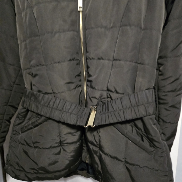 H&M Olive Puffer Jacket with Faux Fur Hood - Picture 3 of 6